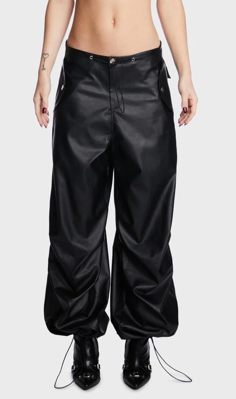 Edikted Rebel Faux Leather Cargo Pants Moto Biker Grunge Emo Goth Whimsygoth NWT